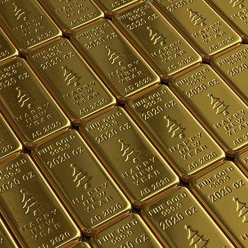 barras de oro con logo de año nuevo